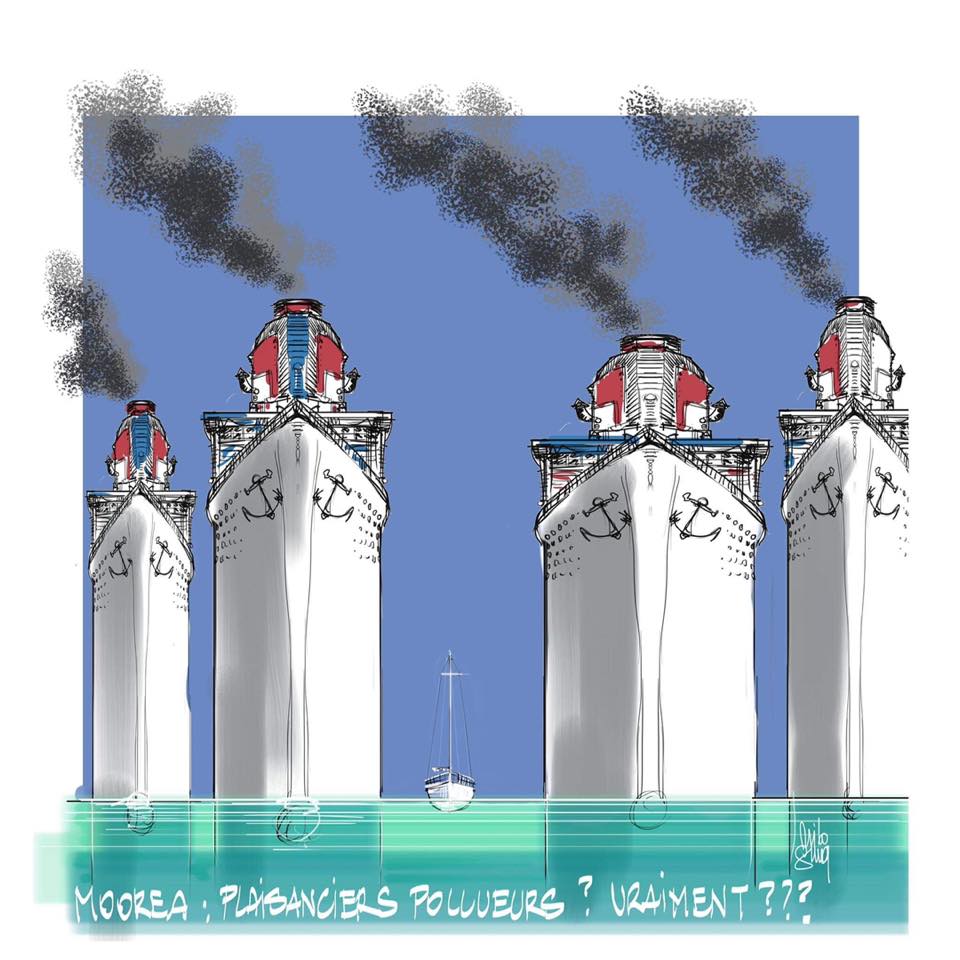 Dessin de Nilo Gima : Moorea plaisanciers pollueurs vraiment ?